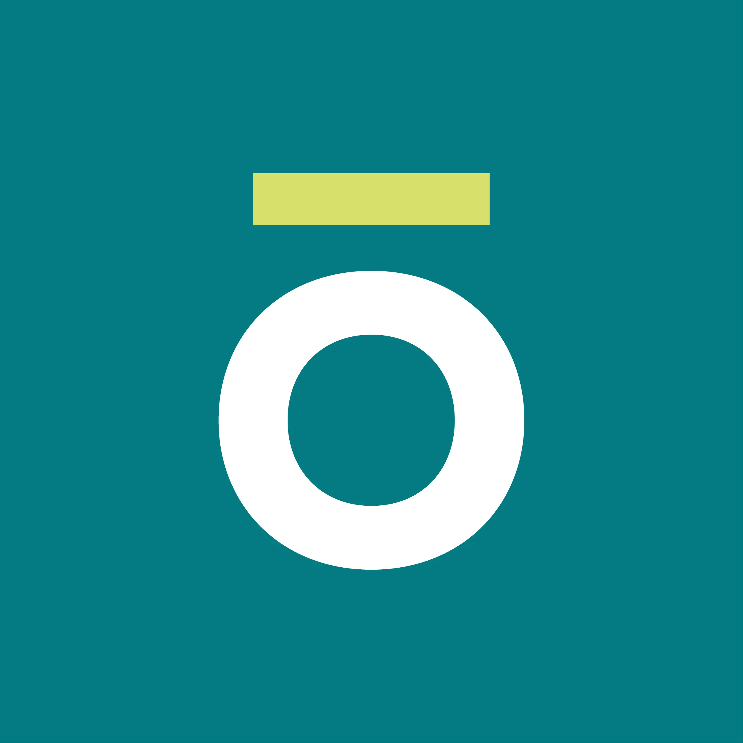 ōna brandmark, a white ring with a yellow bar, on teal