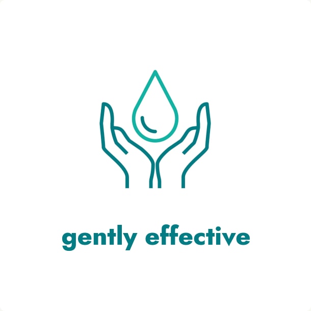ōna brand icon of hands cradling a water drop above the words gently effective