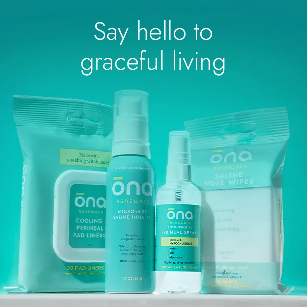 ōna product lineup with the headline Say hello to graceful living